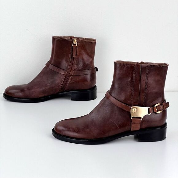 Ecco Brown Leather Ankle Boots with Buckle - Picture 5 of 10